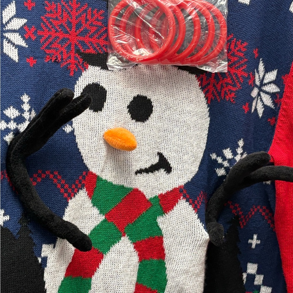 NWT Ugly Christmas Sweater Ring Toss Game Snowman Sweater Size Large - Picture 4 of 13